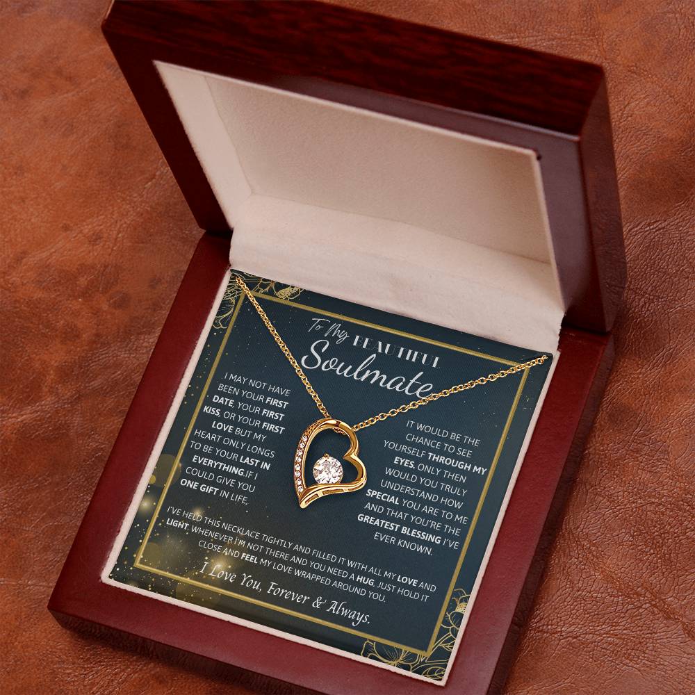To My Soulmate Necklace – Romantic Jewelry Gift for Wife from Husband – Birthday, Anniversary, Valentine’s Day Gift with Message Card & Gift Box