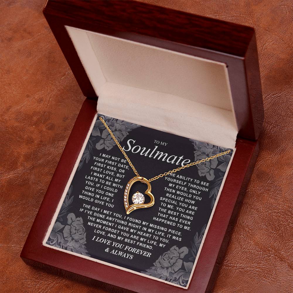 To My Soulmate Necklace Gift for Wife, Girlfriend, Fiancée - Anniversary, Valentine's Day Necklace Gift Soul Mates Gift, Soulmate Jewelry Birthday Gifts From Husband Forever Love not Earing Template