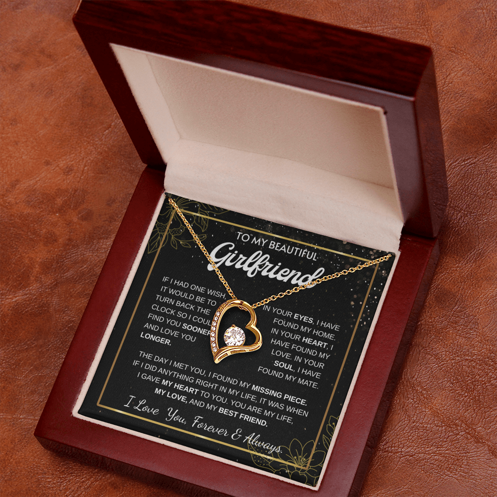 To My Girlfriend – Sterling Silver Forever Love Necklace, Meaningful Jewelry Gift for Her, Birthday, Anniversary, Valentine’s Day