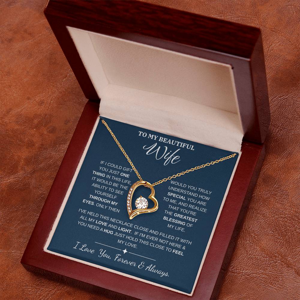 To My Wife Jewelry – Forever Love Necklace, Romantic Gift for Her, The Greatest Blessing in My Life, Perfect for Birthday, Christmas, Anniversary, or Valentine’s Day