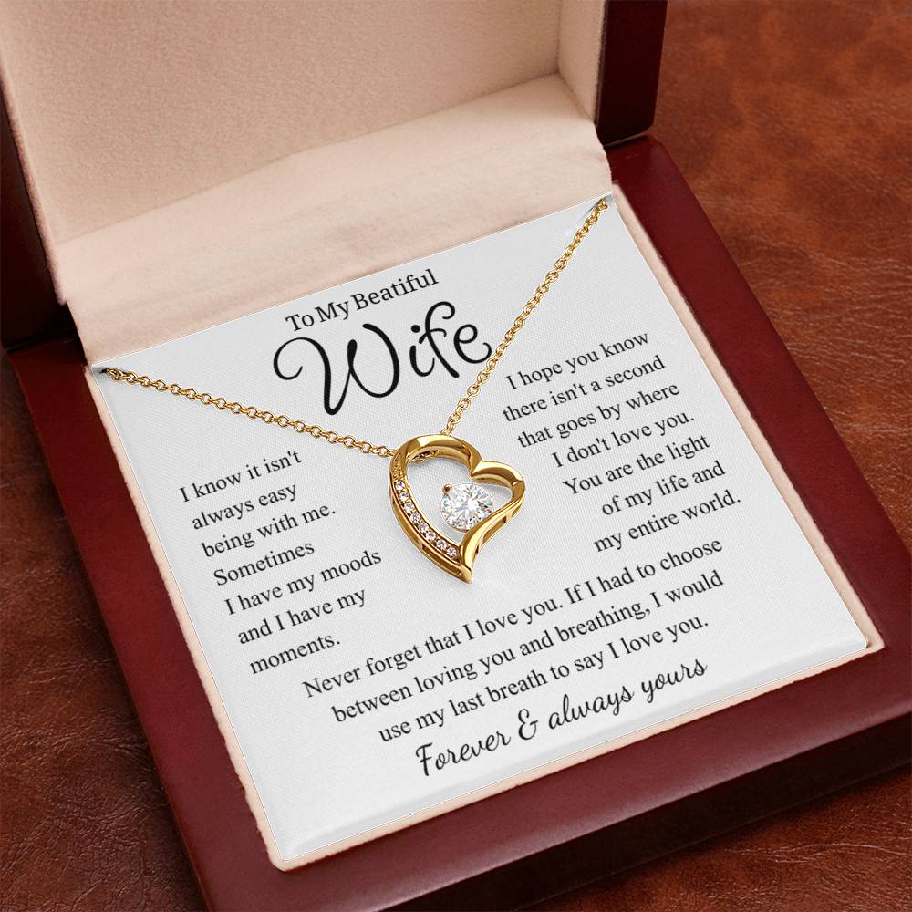 To My Wife – Forever Love Necklace, Gift for Wife from Husband, Romantic Anniversary Birthday Christmas Jewelry, Meaningful Love Message Card, Perfect Valentine's Day Gift