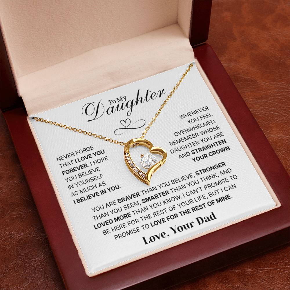 To My Daughter Necklace from Dad – Christmas Gift for Daughter or Daughter-in-Law, Birthday Jewelry for Women, Valentine's Day & Mother's Day Present