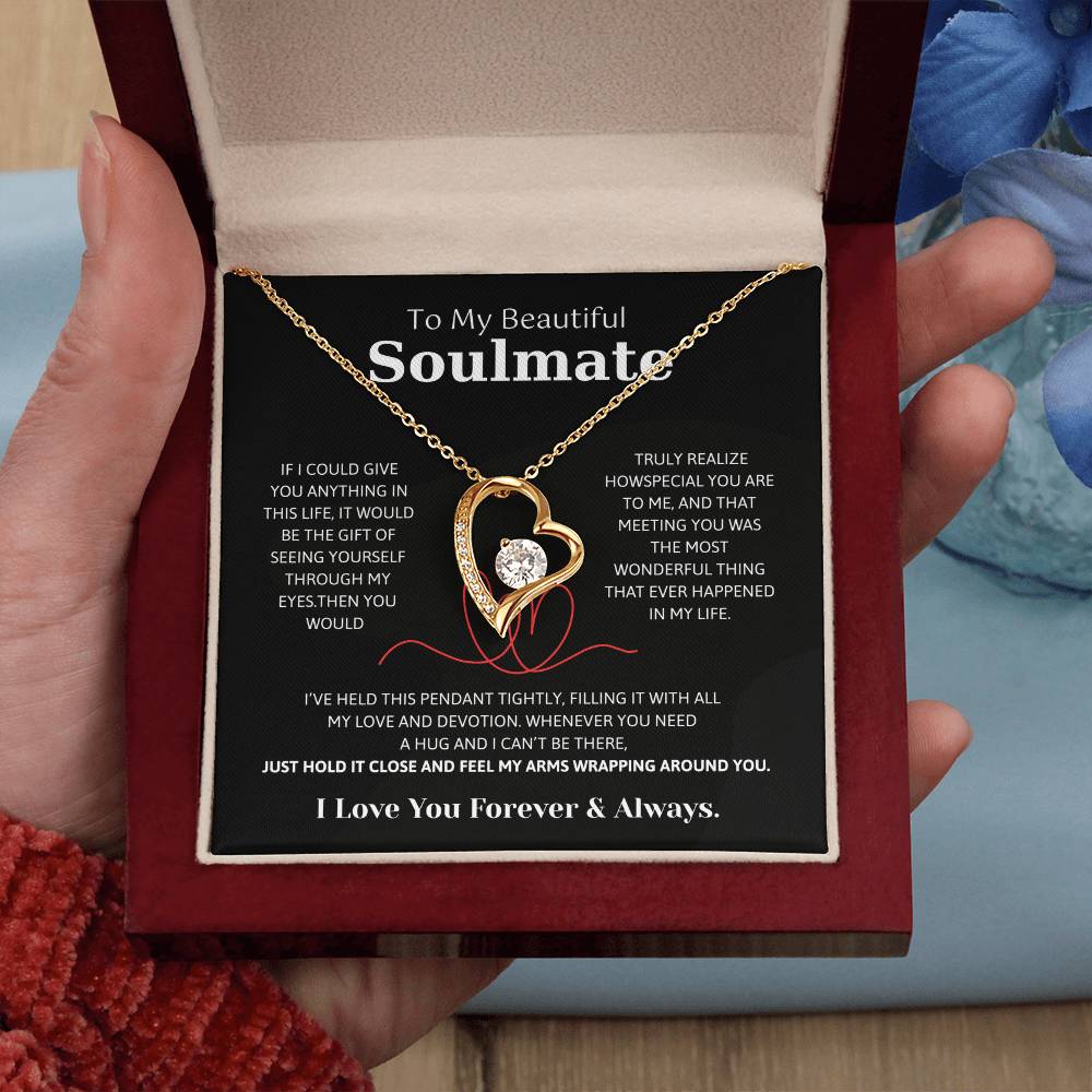 To My Soulmate Necklace – Romantic Jewelry Gift for Wife from Husband – Birthday, Anniversary, Valentine’s Day Gift with Message Card & Gift Box