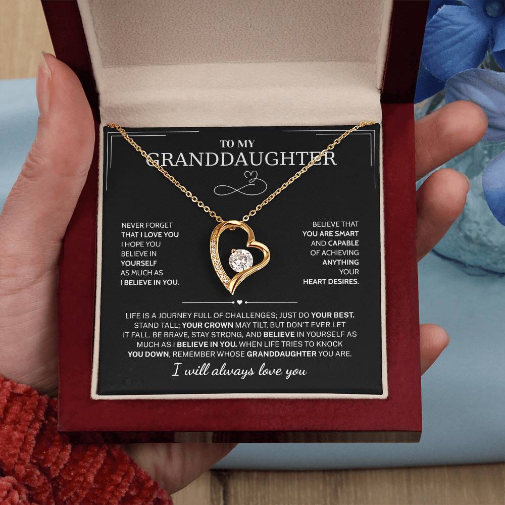 Granddaughter Gifts From Grandma Grandpa - To My Granddaughter Necklace With Heartfelt Message & Elegant Box, Jewelry Gift For Birthday, Graduation, Valentines, Mothers Day, Christmas & More
