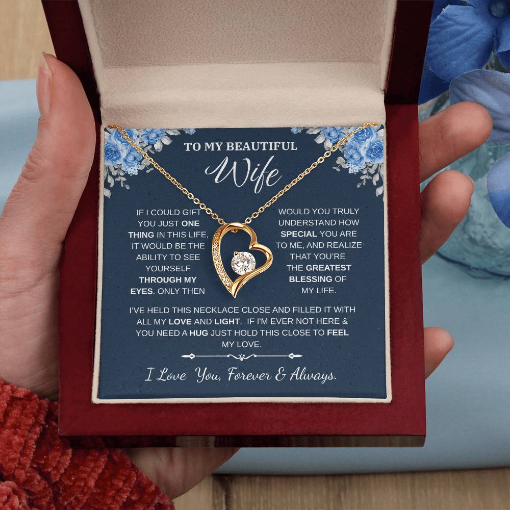 To My Wife Jewelry – Forever Love Necklace, Romantic Gift for Her, The Greatest Blessing in My Life, Perfect for Birthday, Christmas, Anniversary, or Valentine’s Day