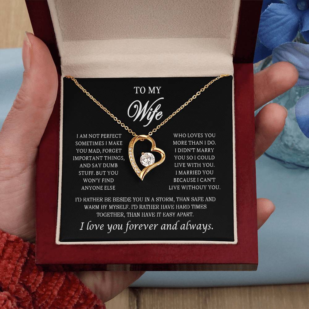 To My Wife Heart Necklace – Stainless Steel Pendant for Women – Meaningful Gift for Anniversary, Birthday, Christmas, Valentine’s Day