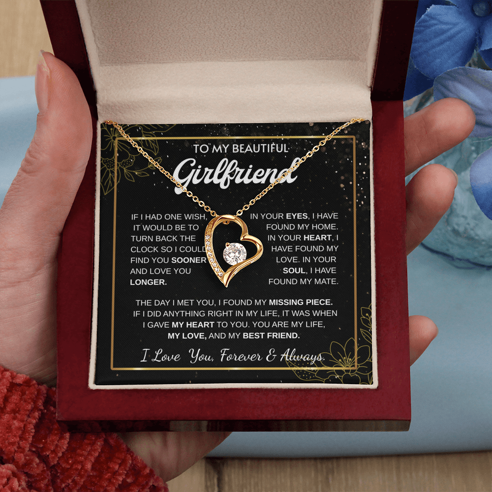 To My Girlfriend – Sterling Silver Forever Love Necklace, Meaningful Jewelry Gift for Her, Birthday, Anniversary, Valentine’s Day