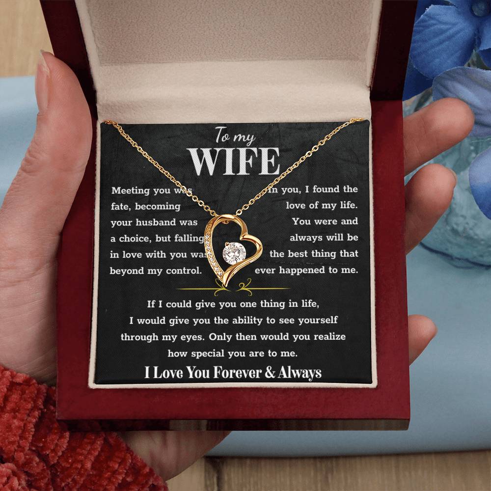 To My Wife – Forever Love Necklace, Gift for Wife from Husband, Romantic Anniversary Birthday Christmas Jewelry, Meaningful Love Message Card, Perfect Valentine’s Day Gift