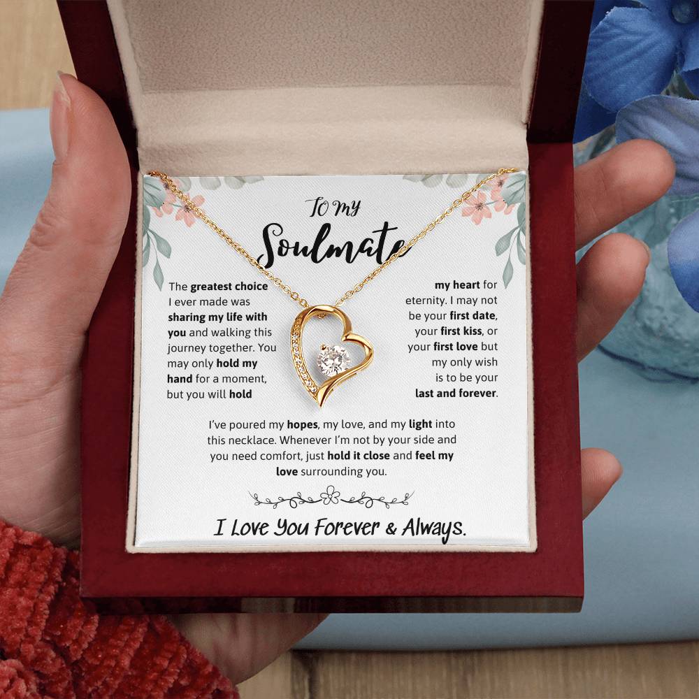 To My Soulmate Necklace – Romantic Jewelry Gift for Wife from Husband – Birthday, Anniversary, Valentine’s Day Gift with Message Card & Gift Box