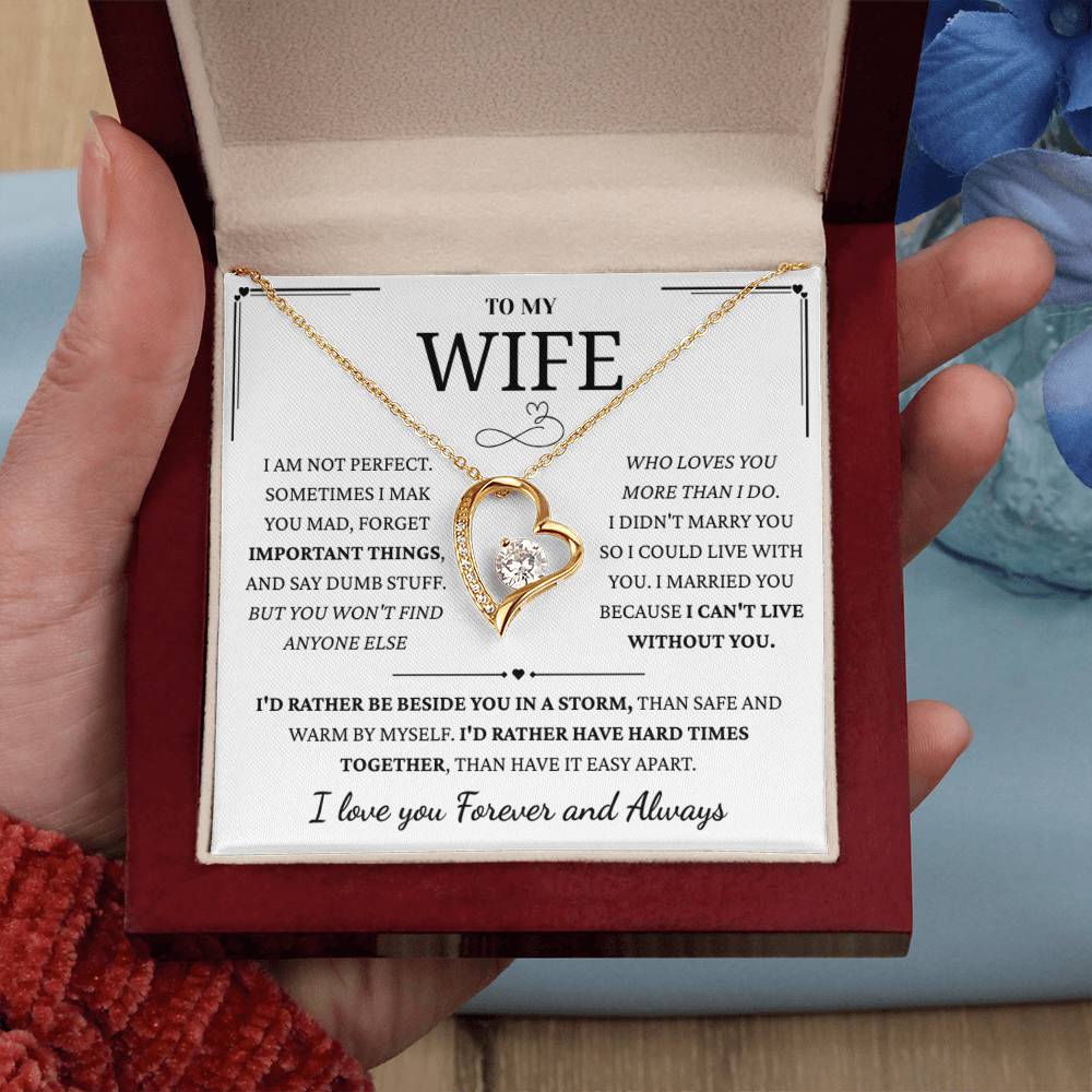 To My Wife – Forever Love Necklace, Gift for Wife from Husband, Romantic Anniversary Birthday Christmas Jewelry, Meaningful Love Message Card, Perfect Valentine’s Day Gift