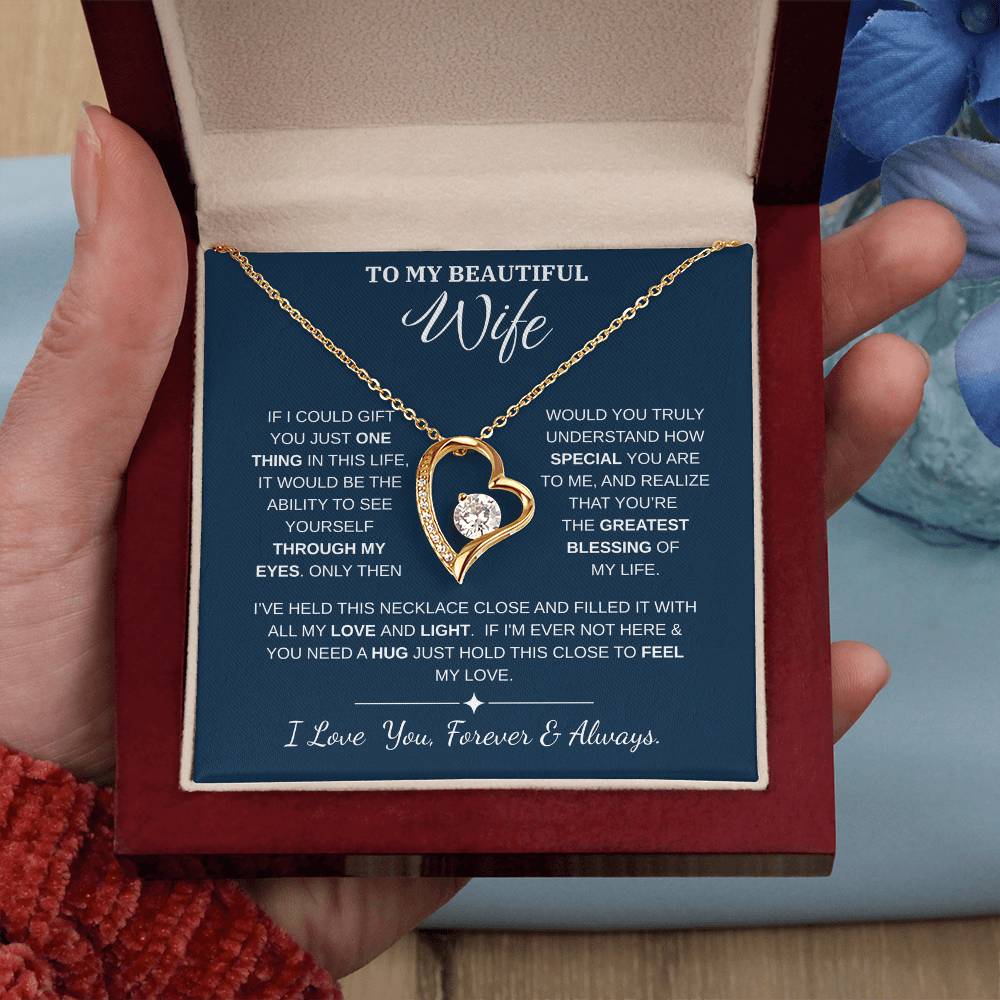 To My Wife Jewelry – Forever Love Necklace, Romantic Gift for Her, The Greatest Blessing in My Life, Perfect for Birthday, Christmas, Anniversary, or Valentine’s Day