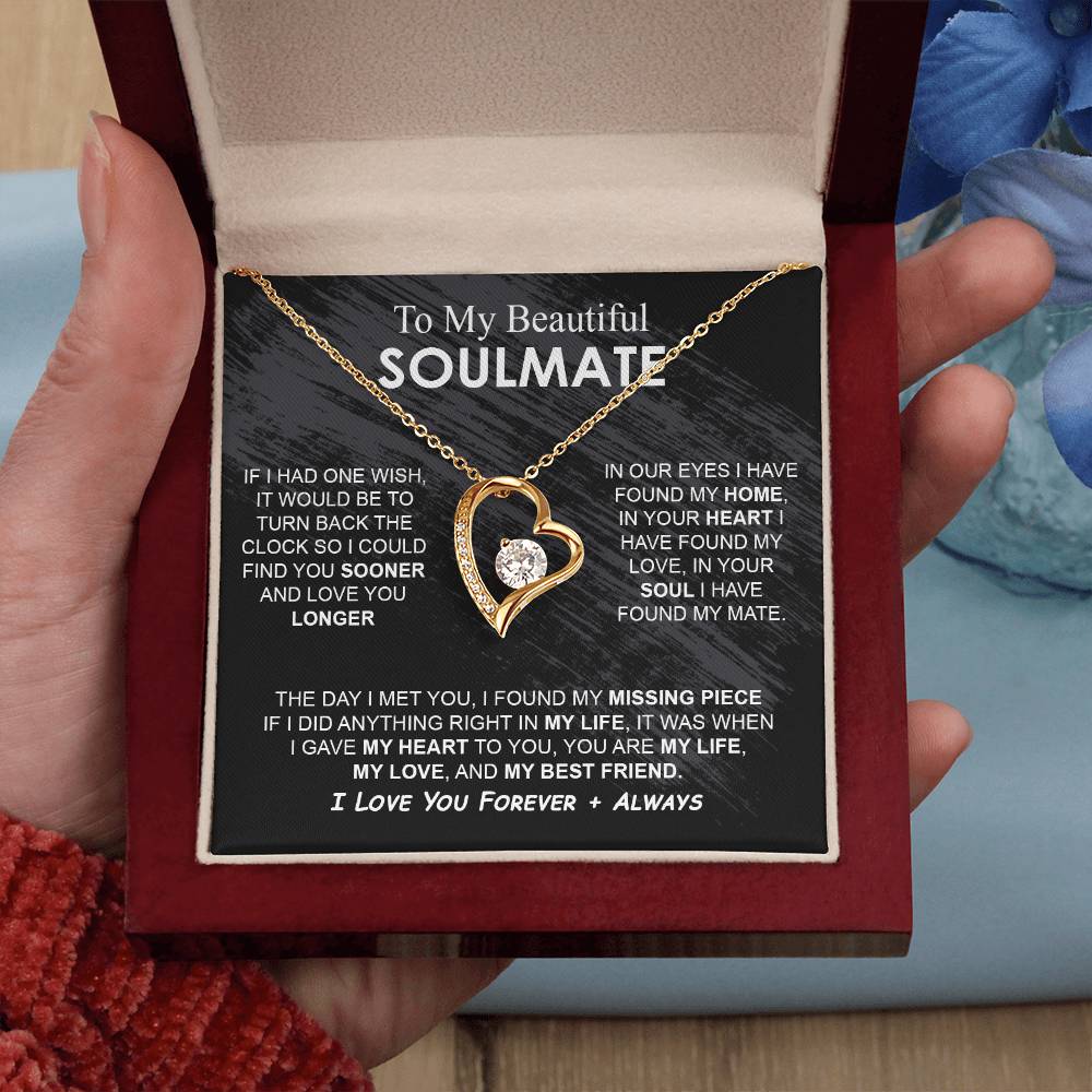 To My Beautiful Soulmate Necklace Girlfriend Soulmate Gift for Her To My Wife Necklace With Heartfelt Message And Elegant Gift Box for Women, Birthday Gifts For Wife Gifts From Husband Forever Love not Earing Template