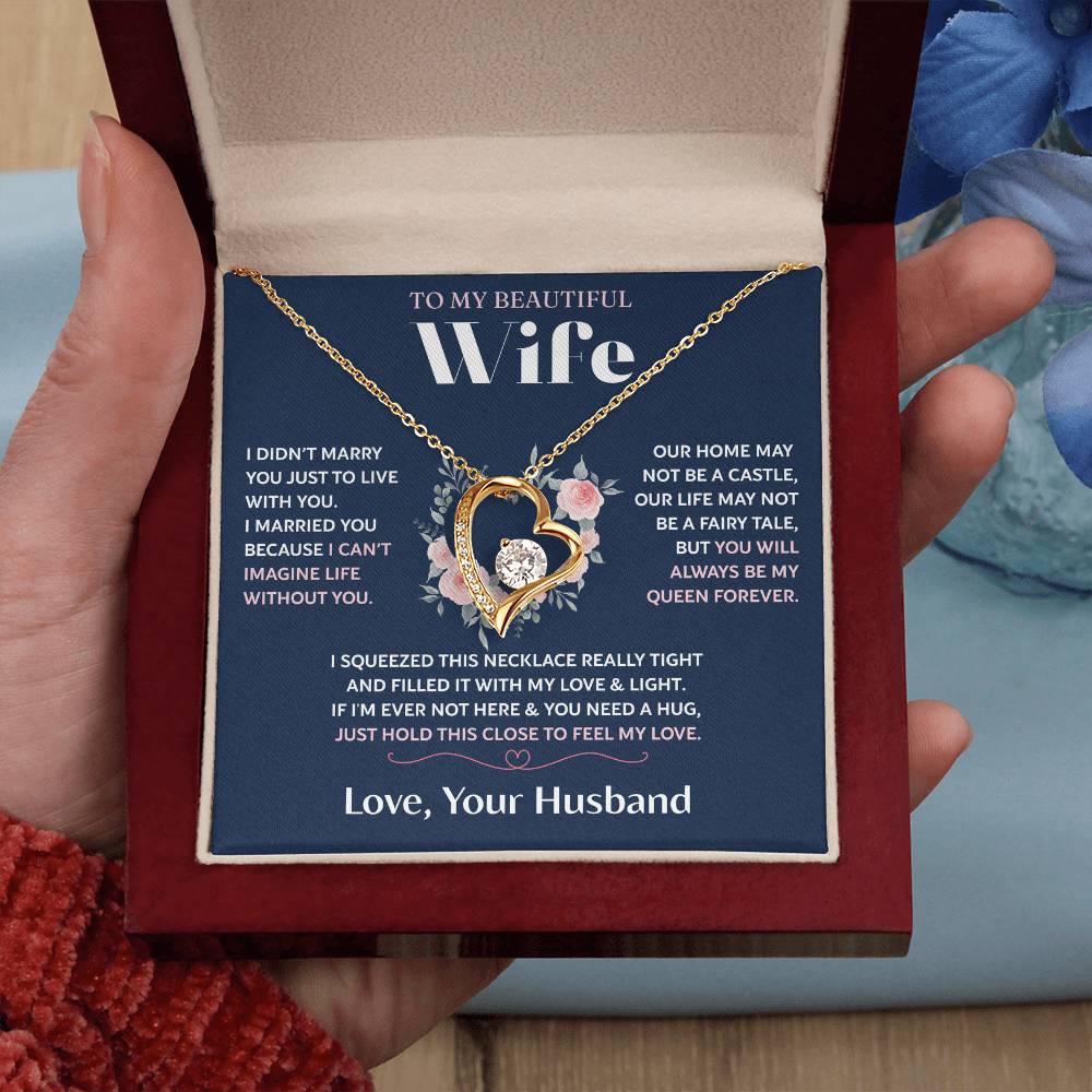 To My Wife Jewelry – Forever Love Necklace, Romantic Gift for Her, The Greatest Blessing in My Life, Perfect for Birthday, Christmas, Anniversary, or Valentine’s Day