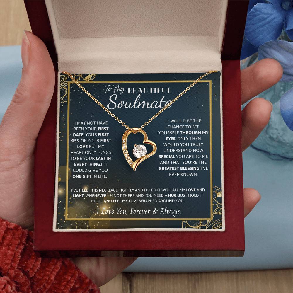 To My Soulmate Necklace – Romantic Jewelry Gift for Wife from Husband – Birthday, Anniversary, Valentine’s Day Gift with Message Card & Gift Box