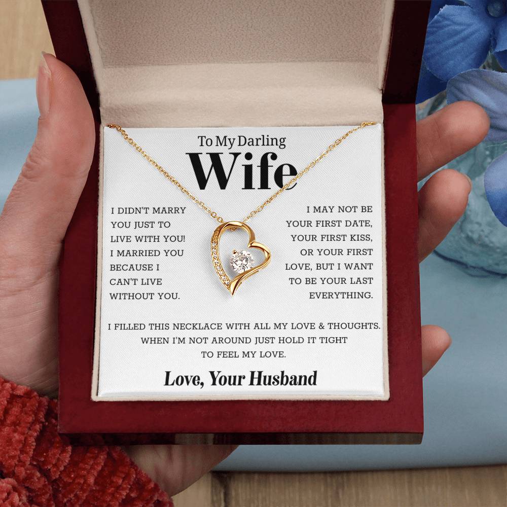 To My Wife – Forever Love Necklace, Gift for Wife from Husband, Romantic Anniversary Birthday Christmas Jewelry, Meaningful Love Message Card, Perfect Valentine’s Day Gift