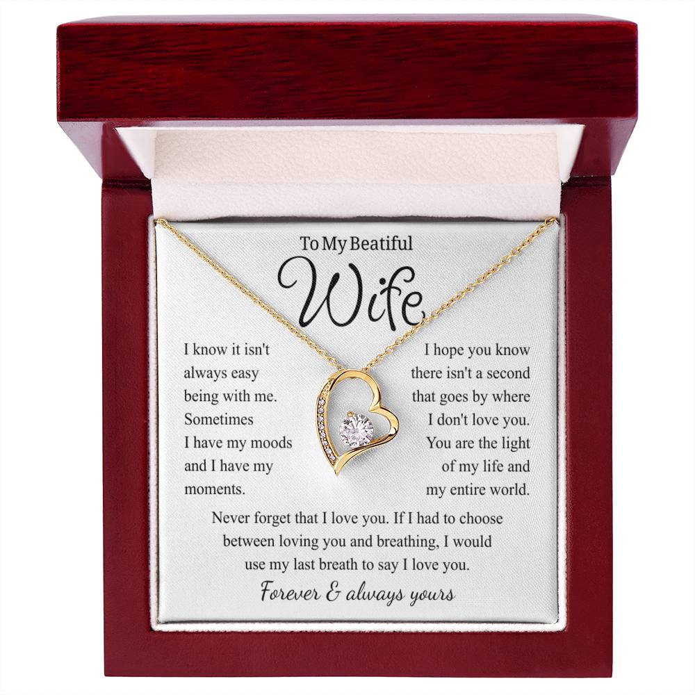 To My Wife – Forever Love Necklace, Gift for Wife from Husband, Romantic Anniversary Birthday Christmas Jewelry, Meaningful Love Message Card, Perfect Valentine's Day Gift