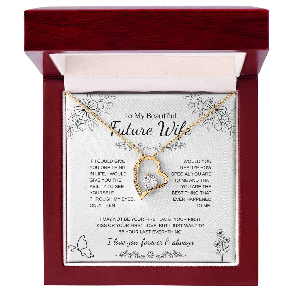 To My Future Wife Necklace – Promise Gift for Fiancée, Soulmate Necklace with Message Card & Gift Box, Romantic Jewelry for Her, Birthday or Engagement Present