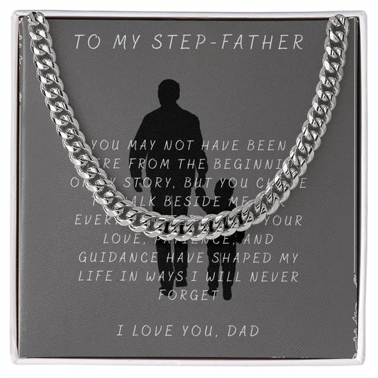 Stainless Steel Necklace for Step Dad – Meaningful Gift from Daughter or Son for Christmas, Birthday, Father’s Day