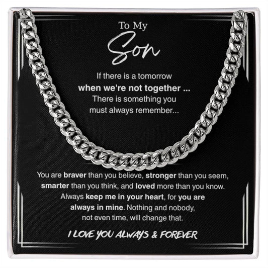 To My Son From Mom, Son Gifts From Mom and Dad, Mother and Son Necklace, Birthday Gift For My Son Graduation Christmas Cuban Link Chain Necklace Present