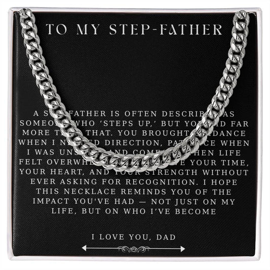 Curb Chain Necklace for Step-Dad from Daughter or Son – Gift for Christmas, Birthday