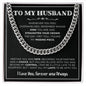 Necklace Gift From Wife to Husband, Anniversary Cuban Chain Necklace for Men, Romantic Jewelry Gift for Him on Birthday, Christmas, Valentine's Day