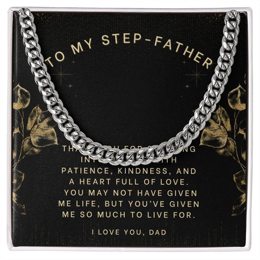 Stainless Steel Cuban Necklace for Step-Dad from Daughter or Son – Gift for Christmas, Birthday