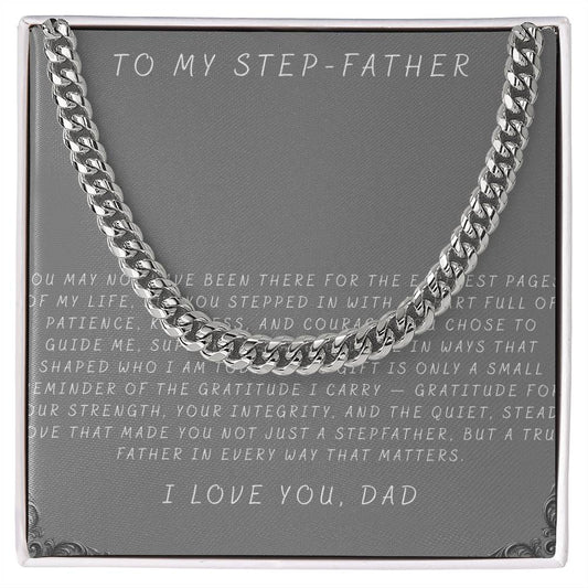 Stainless Steel Necklace for Step-Dad from Daughter or Son – Gift for Christmas, Birthday, Father’s Day