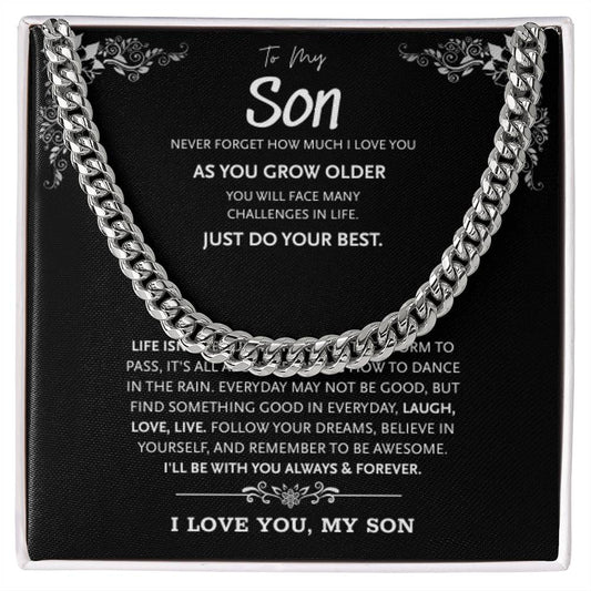 To My Son From Mom, Son Gifts From Mom and Dad, Mother and Son Necklace, Birthday Gift For My Son Graduation Christmas Cuban Link Chain Necklace Present