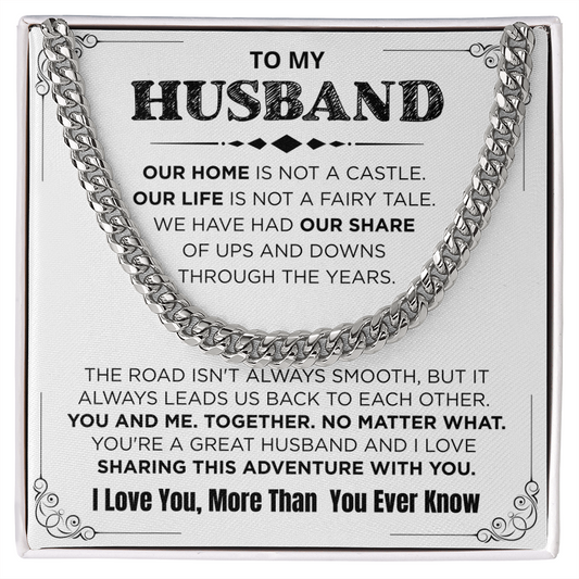 Necklace Gift From Wife to Husband, Anniversary Cuban Chain Necklace for Men, Romantic Jewelry Gift for Him on Birthday, Christmas, Valentine's Day