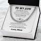 To My Son From Mom, Son Gifts From Mom and Dad, Mother and Son Necklace, Birthday Gift For My Son Graduation Christmas Cuban Link Chain Necklace Present