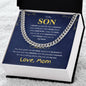 To My Son From Mom, Son Gifts From Mom and Dad, Mother and Son Necklace, Birthday Gift For My Son Graduation Christmas Cuban Link Chain Necklace Present