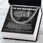 Necklace Gift From Wife to Husband, Anniversary Cuban Chain Necklace for Men, Romantic Jewelry Gift for Him on Birthday, Christmas, Valentine's Day