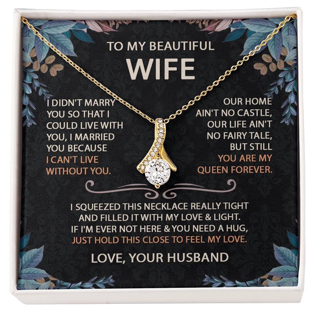 To My Beautiful Wife Necklace With Message Card, Anniversary Birthday Gift for Wife, Wife Gift From Husband, Sentimental Gift for Wife, Birthday Gift for Wife on Valentine Gifts To Wife from Husband vs2 Alluring Beauti Template