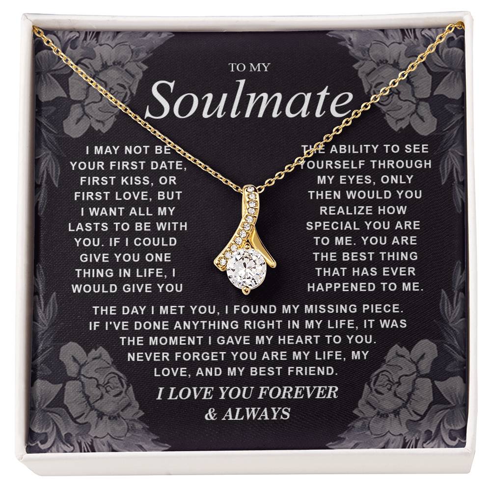 To My Soulmate Necklace Gift for Wife, Girlfriend, Fiancée - Anniversary, Valentine's Day Necklace Gift Soul Mates Gift, Soulmate Jewelry Birthday Gifts From Husband Alluring Beauti Template