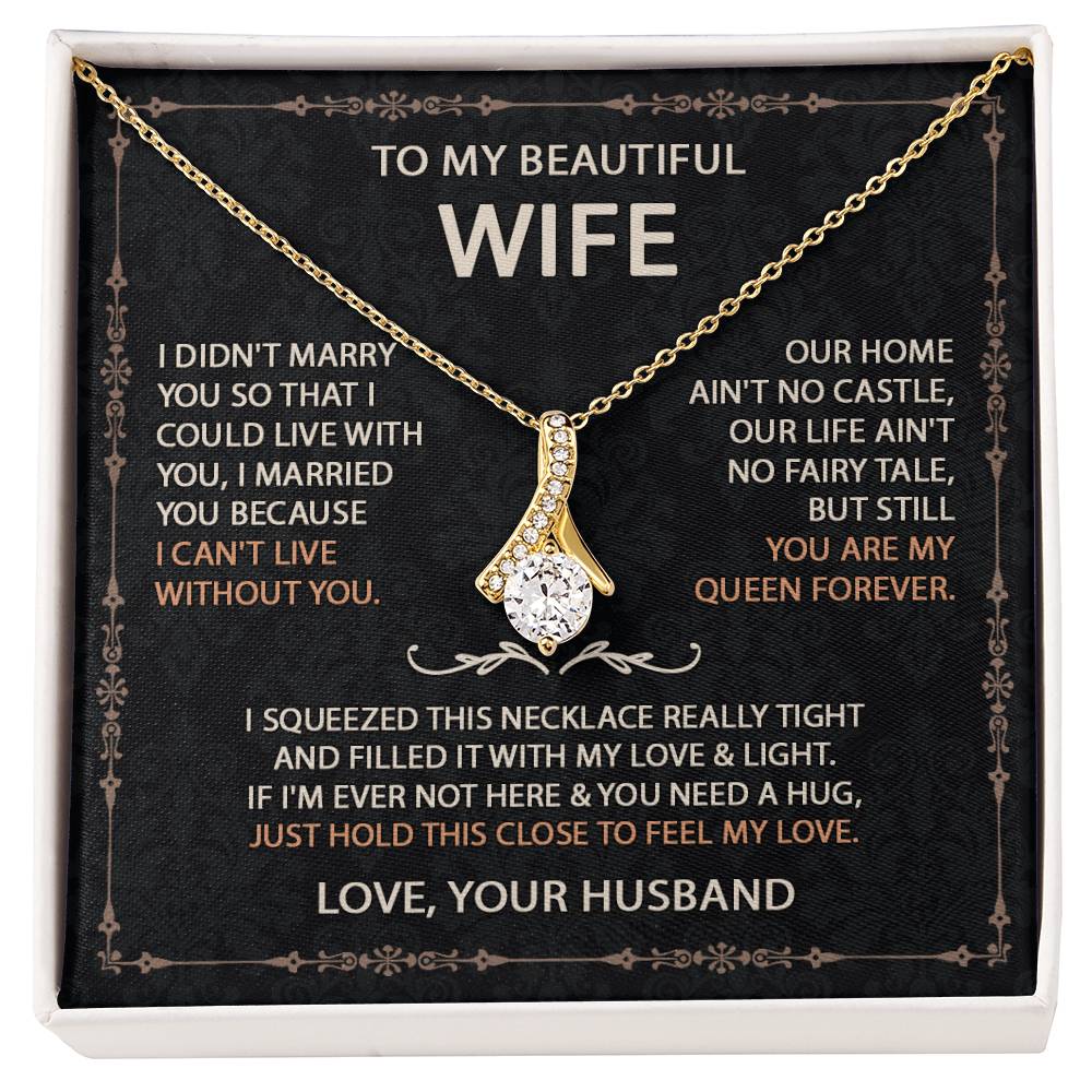 To My Beautiful Wife Necklace With Message Card, Anniversary Birthday Gift for Wife, Wife Gift From Husband, Sentimental Gift for Wife, Birthday Gift for Wife on Valentine Gifts To Wife from Husband Alluring Beauti Template