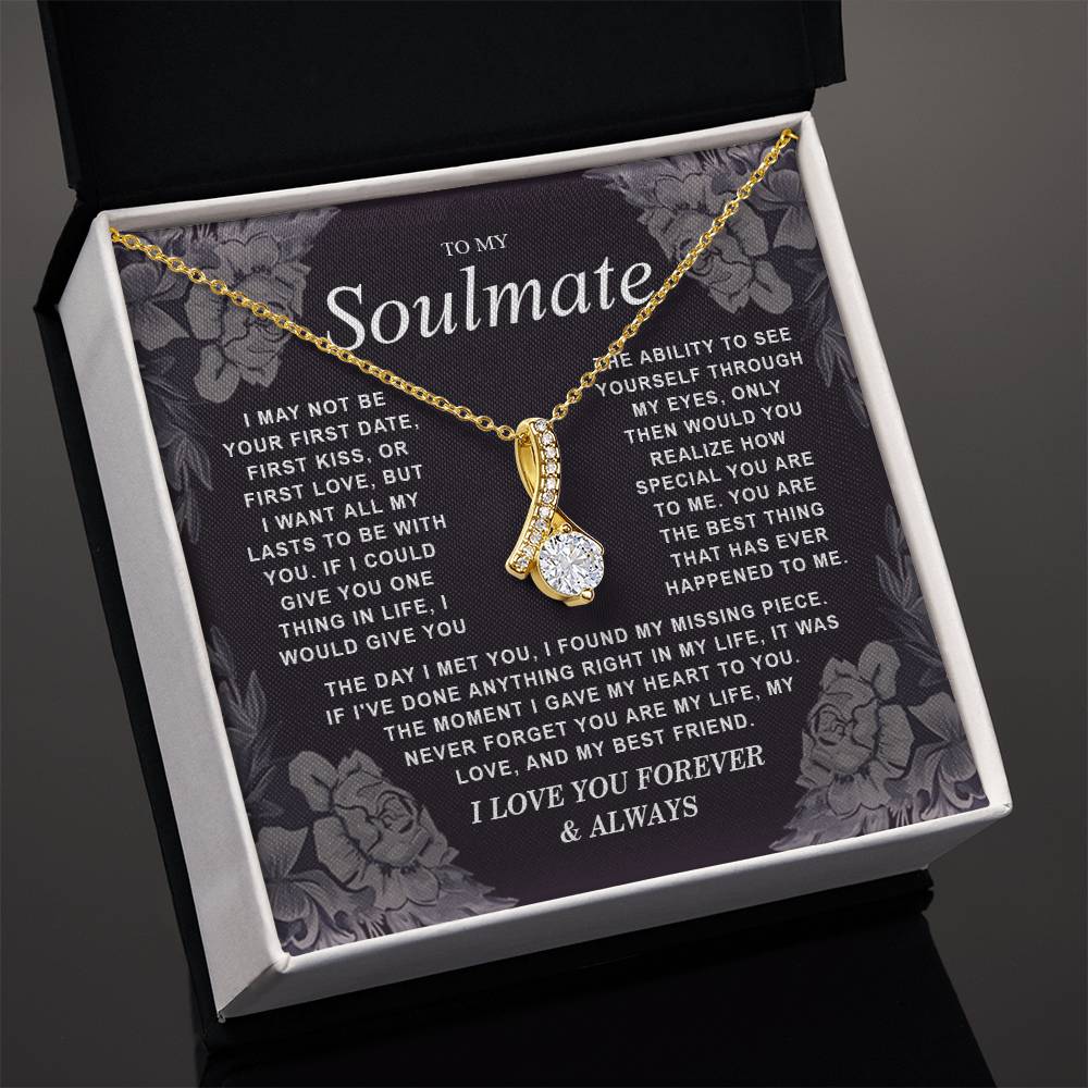 To My Soulmate Necklace Gift for Wife, Girlfriend, Fiancée - Anniversary, Valentine's Day Necklace Gift Soul Mates Gift, Soulmate Jewelry Birthday Gifts From Husband Alluring Beauti Template