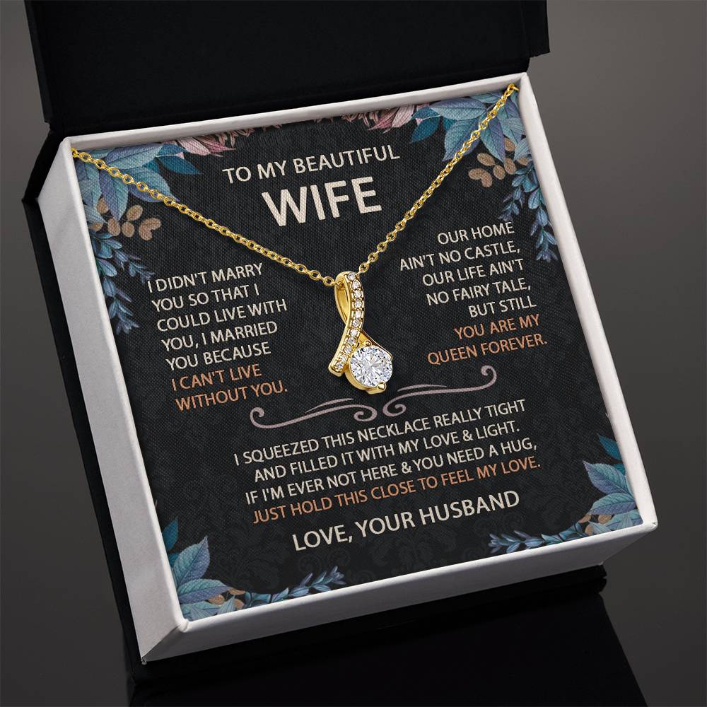 To My Beautiful Wife Necklace With Message Card, Anniversary Birthday Gift for Wife, Wife Gift From Husband, Sentimental Gift for Wife, Birthday Gift for Wife on Valentine Gifts To Wife from Husband vs2 Alluring Beauti Template