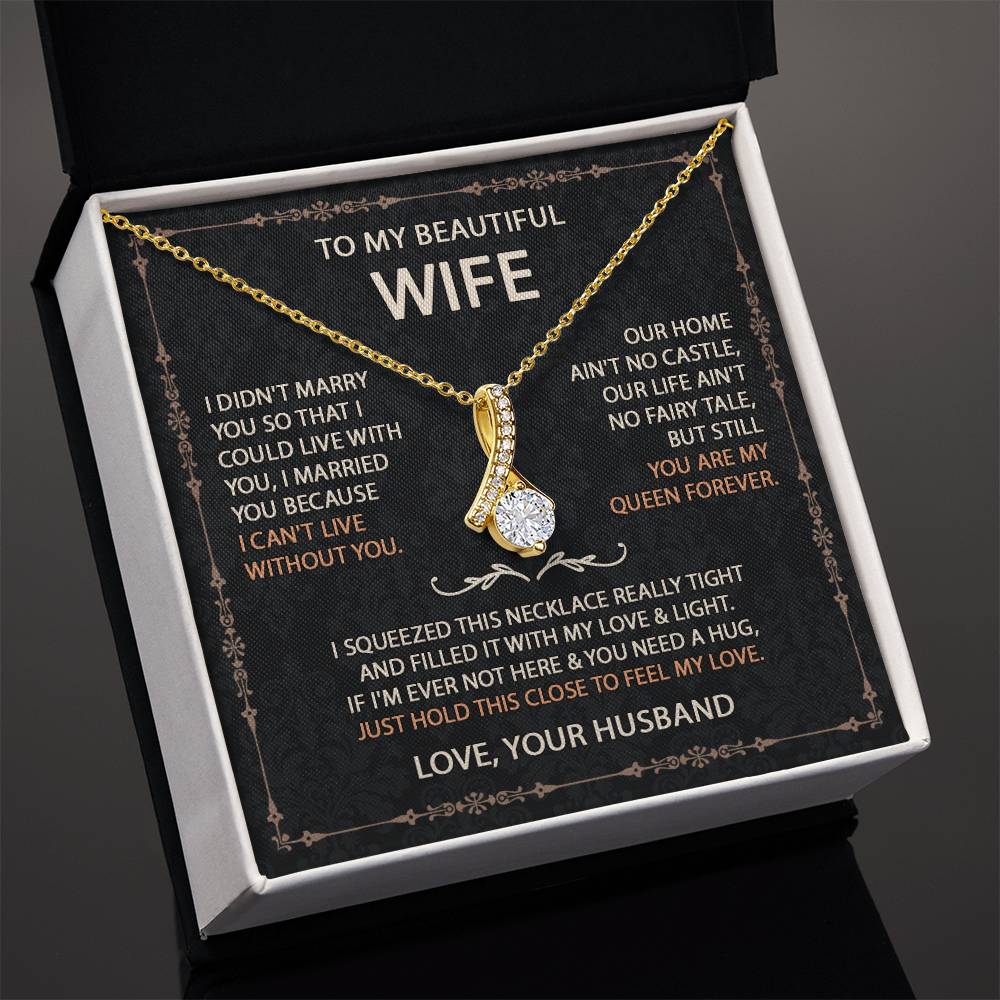 To My Beautiful Wife Necklace With Message Card, Anniversary Birthday Gift for Wife, Wife Gift From Husband, Sentimental Gift for Wife, Birthday Gift for Wife on Valentine Gifts To Wife from Husband Alluring Beauti Template