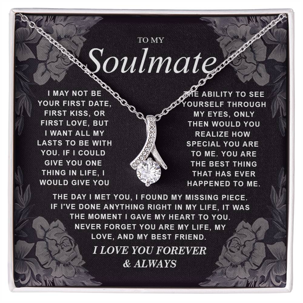 To My Soulmate Necklace Gift for Wife, Girlfriend, Fiancée - Anniversary, Valentine's Day Necklace Gift Soul Mates Gift, Soulmate Jewelry Birthday Gifts From Husband Alluring Beauti Template