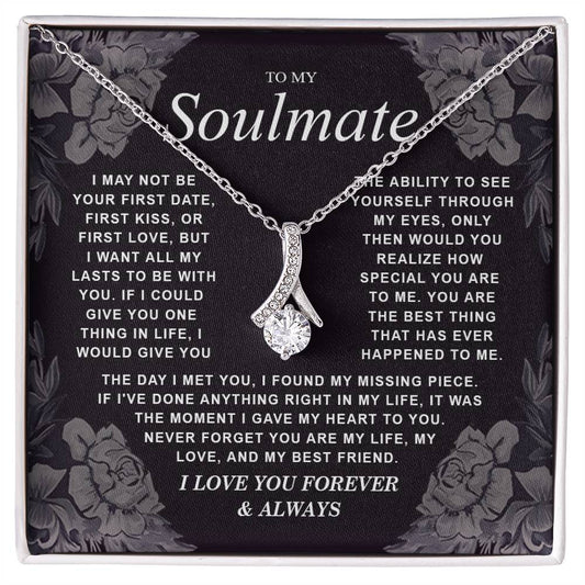 To My Soulmate Necklace Gift for Wife, Girlfriend, Fiancée - Anniversary, Valentine's Day Necklace Gift Soul Mates Gift, Soulmate Jewelry Birthday Gifts From Husband Alluring Beauti Template