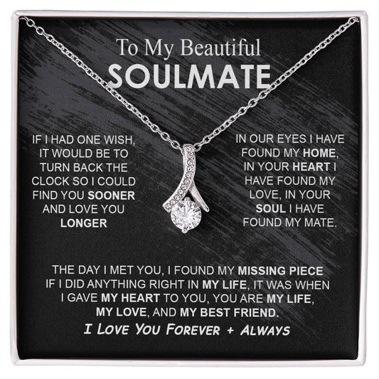 To My Beautiful Soulmate Necklace Girlfriend Soulmate Gift for Her To My Wife Necklace With Heartfelt Message And Elegant Gift Box for Women, Birthday Gifts For Wife Gifts From Husband Alluring Beauti Template