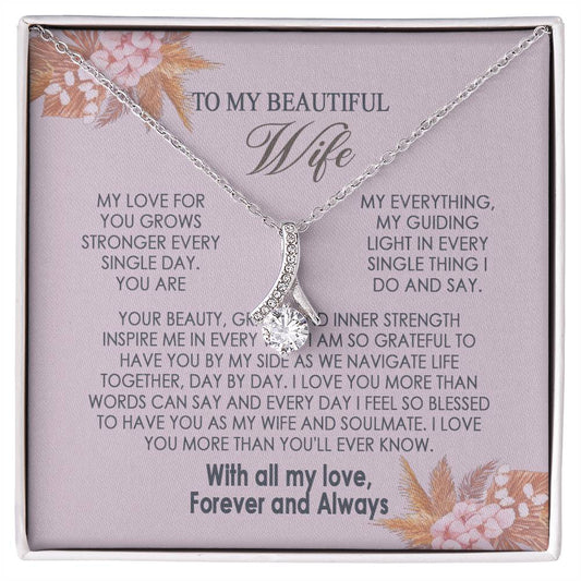 Gifts To My Beautiful Wife Necklace Sentimental Gift For Wife Valentines Day Gift To My Wife Necklace With Heartfelt my Everything Message Card, Wife Gift From Husband Soulmate Necklace For Her Alluring Beauti Template