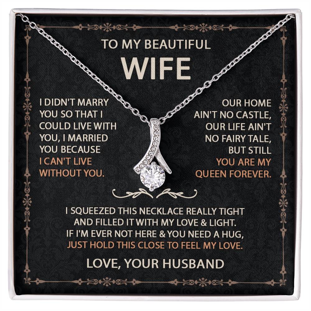 To My Beautiful Wife Necklace With Message Card, Anniversary Birthday Gift for Wife, Wife Gift From Husband, Sentimental Gift for Wife, Birthday Gift for Wife on Valentine Gifts To Wife from Husband Alluring Beauti Template