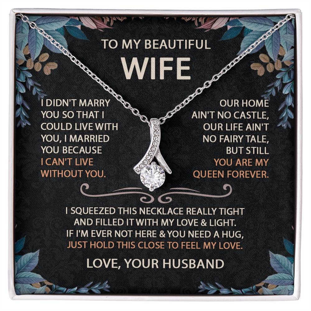 To My Beautiful Wife Necklace With Message Card, Anniversary Birthday Gift for Wife, Wife Gift From Husband, Sentimental Gift for Wife, Birthday Gift for Wife on Valentine Gifts To Wife from Husband vs2 Alluring Beauti Template