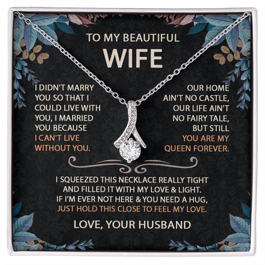 To My Beautiful Wife Necklace With Message Card, Anniversary Birthday Gift for Wife, Wife Gift From Husband, Sentimental Gift for Wife, Birthday Gift for Wife on Valentine Gifts To Wife from Husband vs2 Template Alluring NC