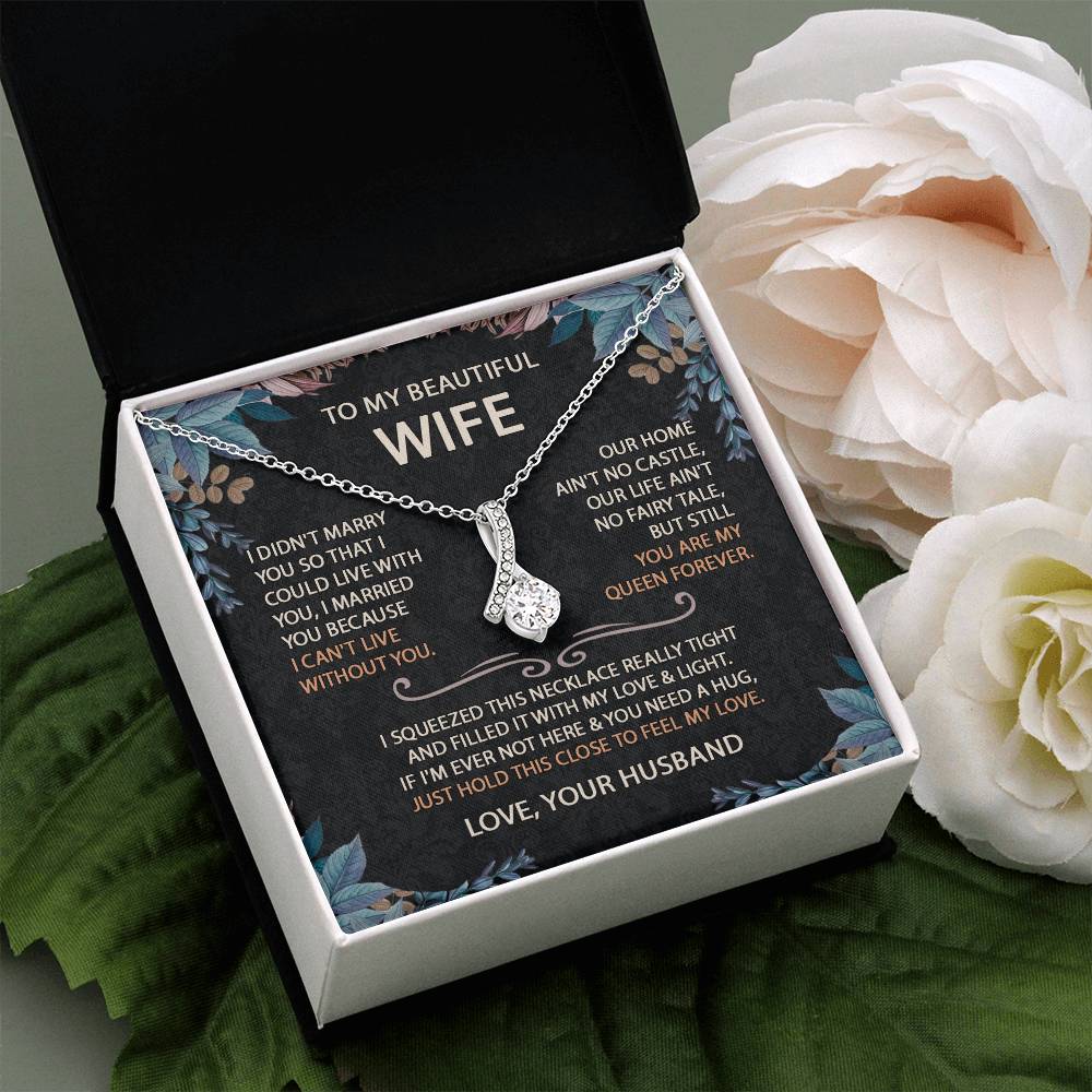 To My Beautiful Wife Necklace With Message Card, Anniversary Birthday Gift for Wife, Wife Gift From Husband, Sentimental Gift for Wife, Birthday Gift for Wife on Valentine Gifts To Wife from Husband vs2 Alluring Beauti Template