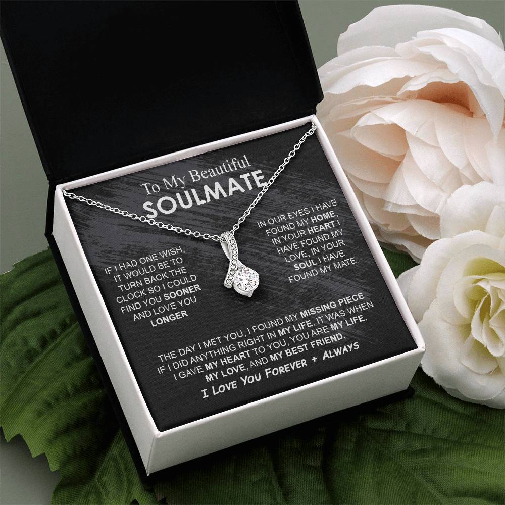 To My Beautiful Soulmate Necklace Girlfriend Soulmate Gift for Her To My Wife Necklace With Heartfelt Message And Elegant Gift Box for Women, Birthday Gifts For Wife Gifts From Husband Alluring Beauti Template