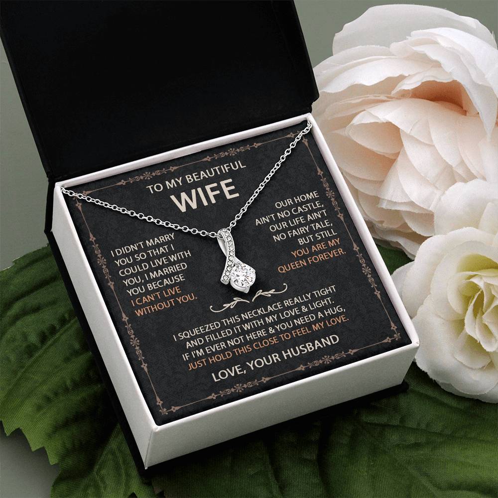 To My Beautiful Wife Necklace With Message Card, Anniversary Birthday Gift for Wife, Wife Gift From Husband, Sentimental Gift for Wife, Birthday Gift for Wife on Valentine Gifts To Wife from Husband Alluring Beauti Template