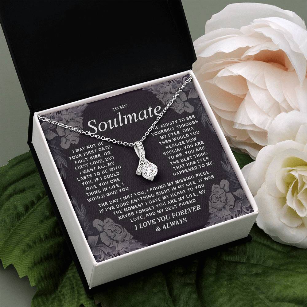 To My Soulmate Necklace Gift for Wife, Girlfriend, Fiancée - Anniversary, Valentine's Day Necklace Gift Soul Mates Gift, Soulmate Jewelry Birthday Gifts From Husband Alluring Beauti Template