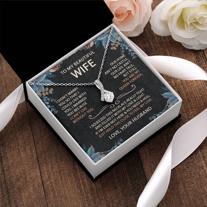 To My Beautiful Wife Necklace With Message Card, Anniversary Birthday Gift for Wife, Wife Gift From Husband, Sentimental Gift for Wife, Birthday Gift for Wife on Valentine Gifts To Wife from Husband vs2 Template Alluring NC